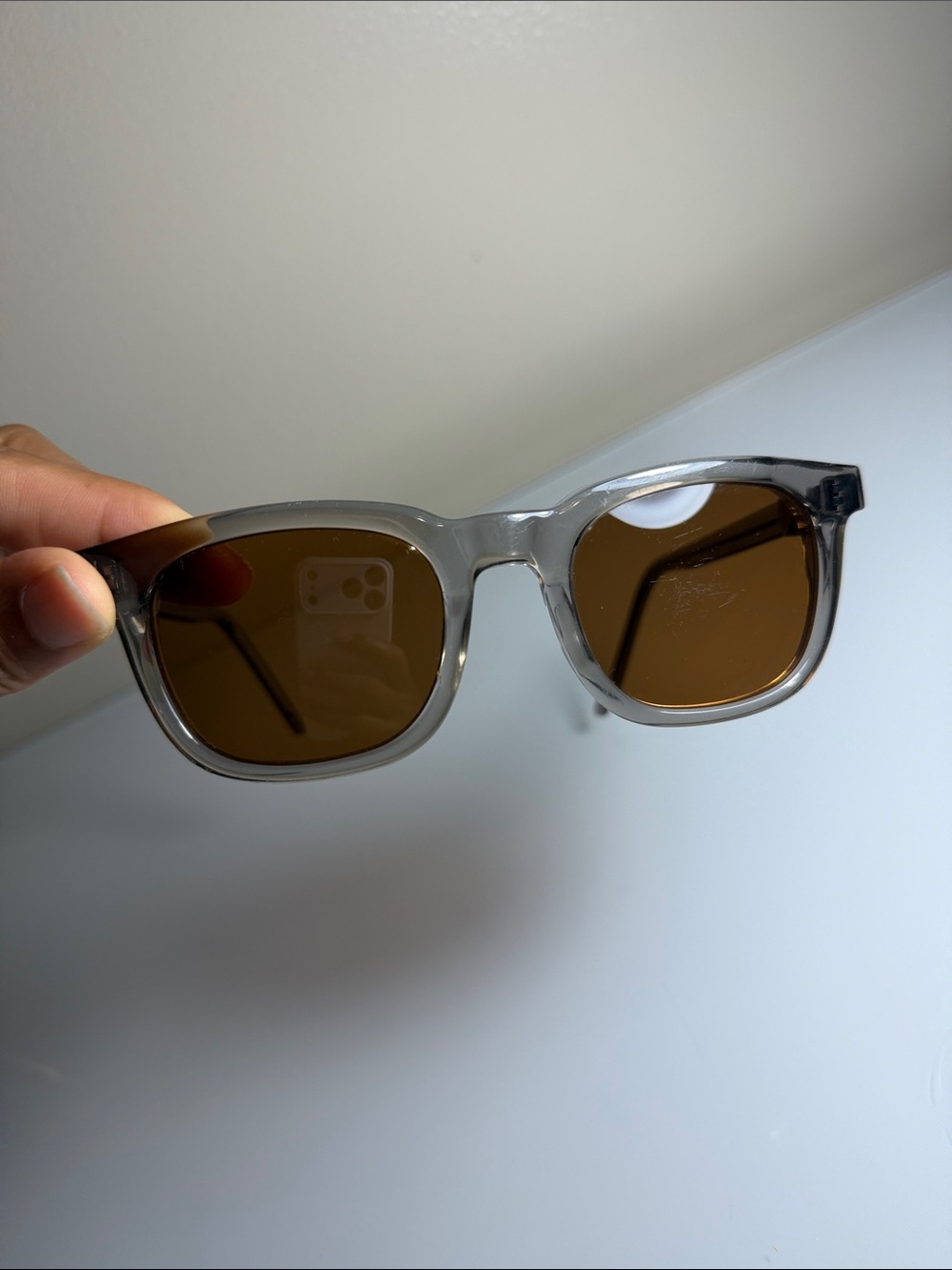 Clear Frame Brown Lens Sunglasses - Men